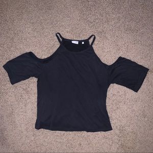 Grey cold shoulder tank